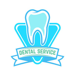 Dental clinic emblem template. Design element for poster, card, banner, sign. Vector illustration