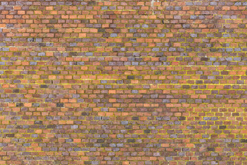 Old mossy brick wall abstract background texture