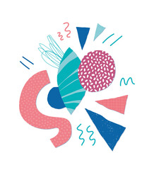 Abstract print. Collage paper style. Stylish composition for clothing and interior. Vector illustration.