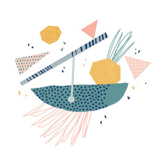 Abstract print. Collage paper style. Stylish composition for clothing and interior. Vector illustration.