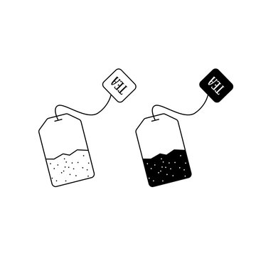 Set of tea bag icon - vector