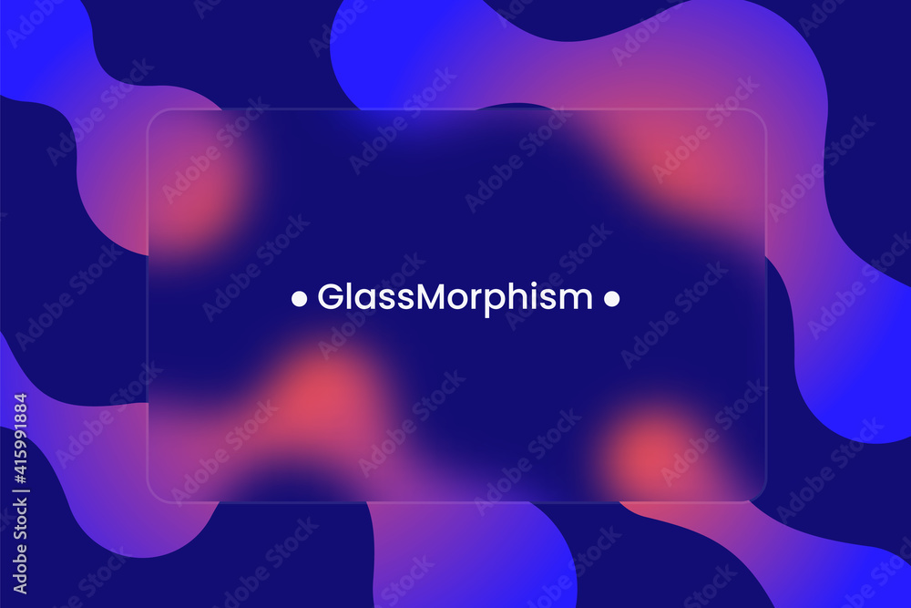 Poster abstract background. transparent frame in glass morphism style
