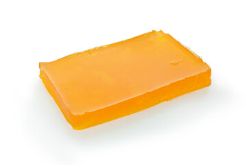 Delicious orange jelly isolated on white background