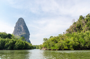 Fototapeta na wymiar Limestone karsts and mangrove forest in Phang Nga Bay, Thailand