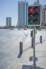 red traffic signal in dubai. vertical