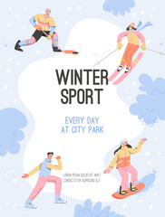 Vector poster of Winter Sport every day at City Park concept