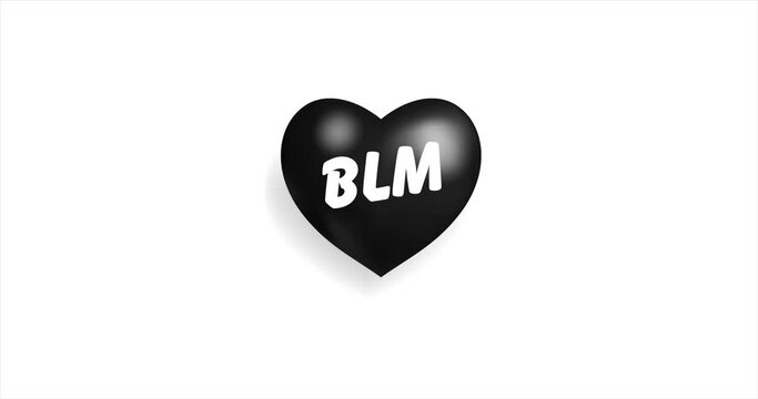 3D black Heart beating with BLACK LIVES MATTER text. 3D Seamless Animation. Loopable animation of rendered heart on white background. For mailing, greeting card, web site, shop…