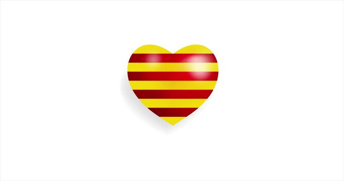 Heart beating with Catalonia flag. 3D Seamless Animation. Loopable animation of rendered heart on white background. For mailing, greeting card, web site, shop&hellip;