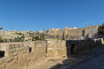Western wall of the Old City of Jerusalem.