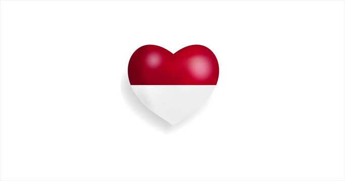 Heart beating with Monaco flag. 3D Seamless Animation. Loopable animation of rendered heart on white background. For mailing, greeting card, web site, shop…