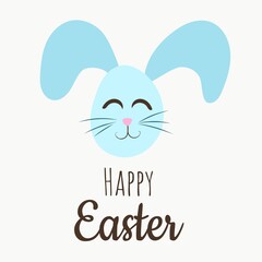 Happy Easter with bunny head flat illustration