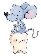 Mouse sitting on top of tooth