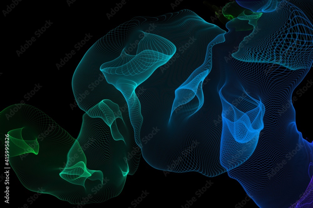 Poster abstract line wave. futuristic background in light neon tone. modern surface design style. texture f