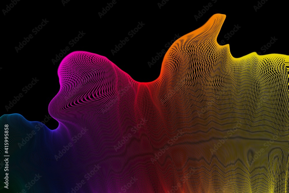 Poster abstract line wave. futuristic background in light neon tone. modern surface design style. texture f
