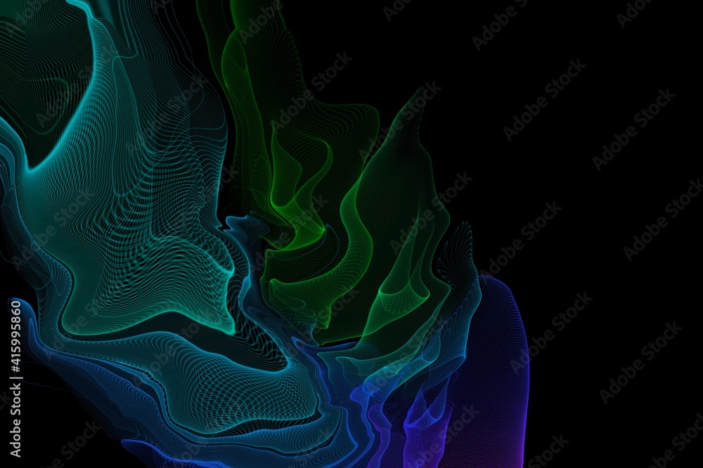Poster abstract line wave. futuristic background in light neon tone. modern surface design style. texture f