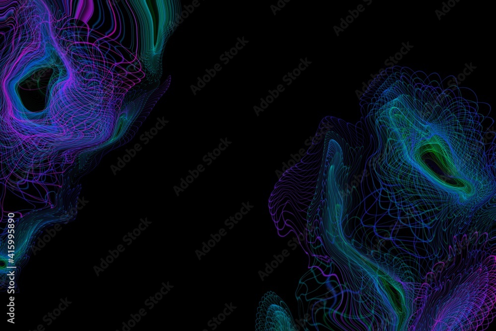 Poster abstract line wave. futuristic background in light neon tone. modern surface design style. texture f