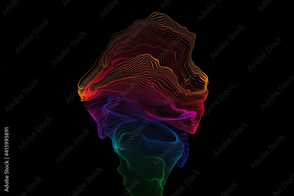 Poster abstract line wave. futuristic background in light neon tone. modern surface design style. texture f