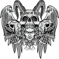 Gothic sign with skull, grunge vintage design t shirts
