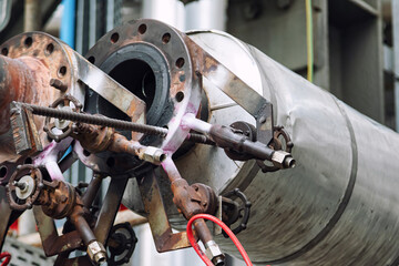 Complex repair work on the transfer pipeline at the oil refinery