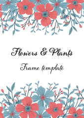 Flowers and plants frame template