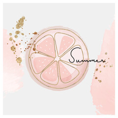 minimal background in pink  and  blue tropical summer leaf and fruit