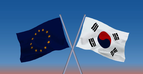 EUと韓国の旗
