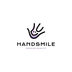 Fototapeta premium Hand smile logo vector icon illustration line style