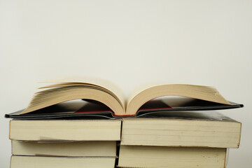 stack of books on white background literture libary