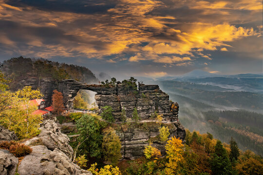 Pravcicka brana the largest natural sandstone arch in Europe in Czech Switzerland National Park