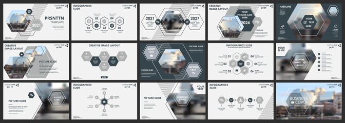 Abstract white, gray slides. Brochure cover design. Fancy info banner frame. Creative set of infographic elements. Urban. Title sheet model set. Modern vector. Presentation templates, corporate.