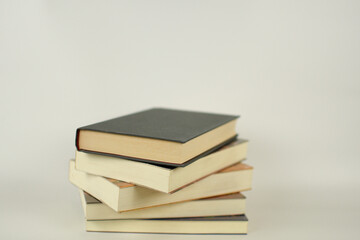 stack of books on white background literture libary