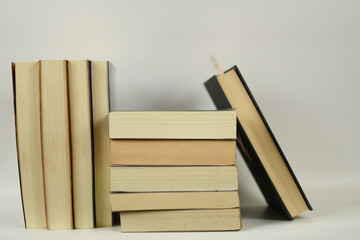 stack of books on white background literture libary