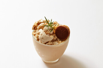 Creamy cookie topping on ice cream