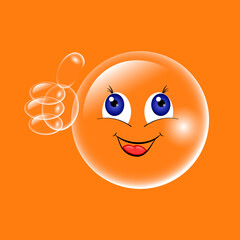 Air bubble smiles. Transparent cartoon character joyful emotions.