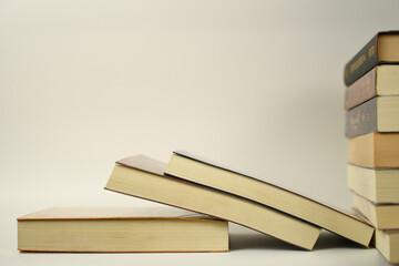 stack of books on white background literture libary