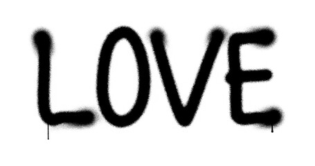 Love spray painted inscription isolated