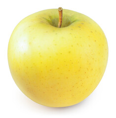 Yellow apple with leaves isolated on white background, Yellow Orin Apples on white background With clipping path.
