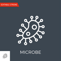 Microbe Thin Line Vector Icon. Flat Icon Isolated on the Black Background. Editable Stroke EPS file. Vector illustration.