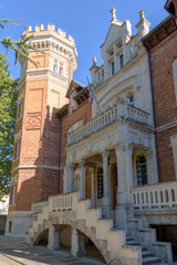 Fototapeta premium Palace of the Island in Burgos. Romantic and Neo-Gothic architecture. Language Institute of Castile and Leon. Burgos, Castile and Leon, Spain