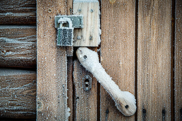 Frozen lock on a shed