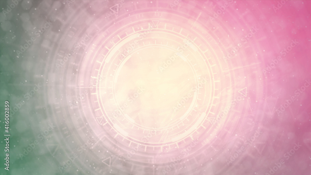 Poster abstract 3d illustration - colorful modern abstract background of moving hud or ui circles, scientif