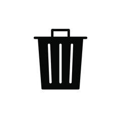 Trashcan icon. Carbage can symbol. Flat shape delete sign. Trash container and recycling bin logo. Vector illustration image. Isolated on white background.
