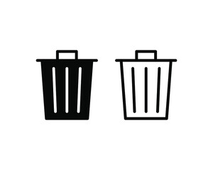 Trashcan icon. Carbage can symbol. Flat shape delete sign. Trash container and recycling bin logo. Vector illustration image. Isolated on white background.