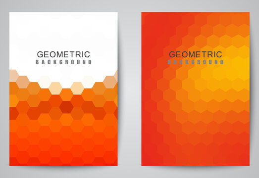 Set summer banners abstract blurred orange yellow background with polygon. Spring, nature, overcast.