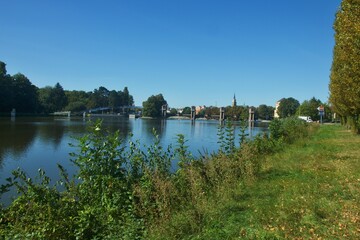 Czech Republic - view of the lock on the river Elbe in the town of Nymburk