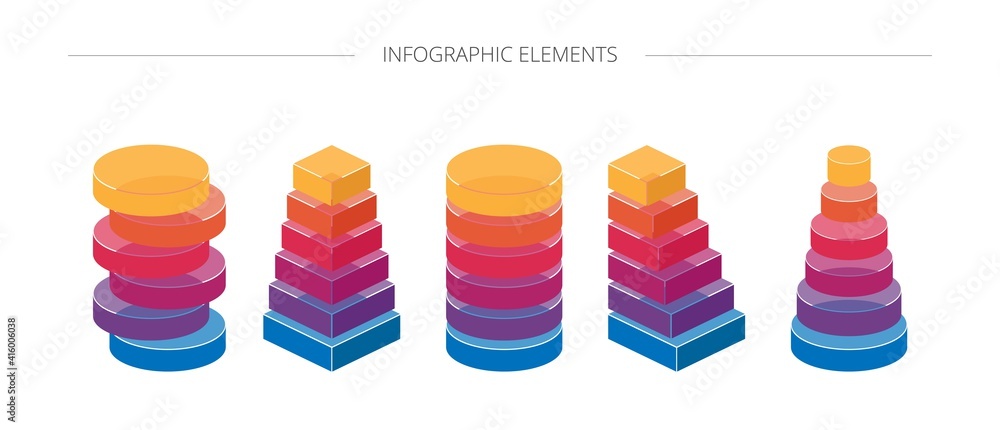 Poster vector colored geometric elements for infographics, diagrams, presentations. colored oval, rectangul