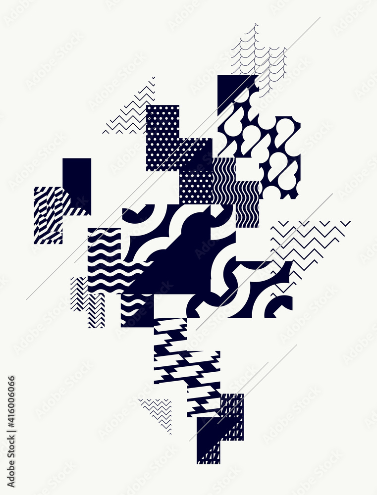 Wall mural abstract art background with geometric elements