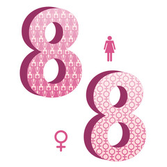Two figures eight of the female symbols. Vector clip art for the holiday- International Women's Day on March 8.