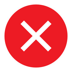 Obraz premium Wrong mark button in red circle icon on white background vector.