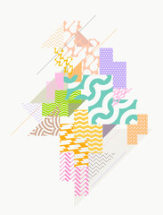 Abstract art composition with geometric elements